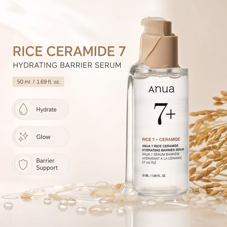 Anua Rice 7+Ceramide Hydrating Barrier Serum 50Ml