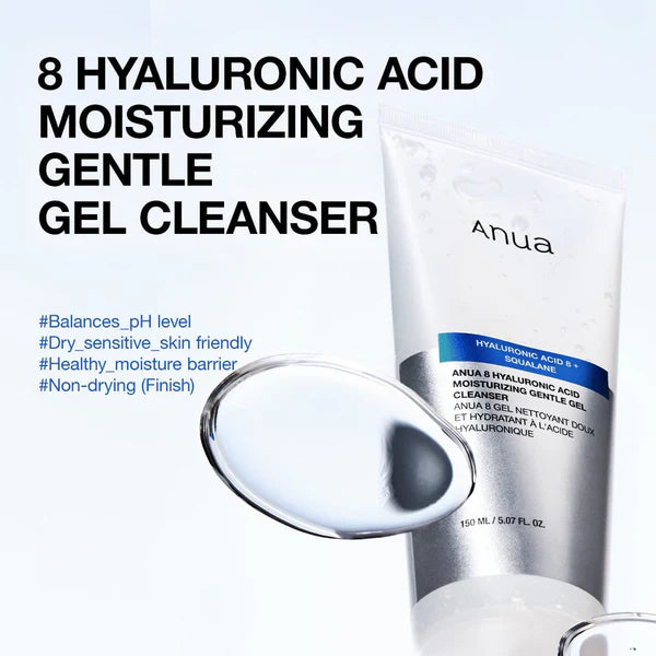 Anua 8 Hyaluronic Acid Moisturizing Gentle Gel Cleanser 150Ml